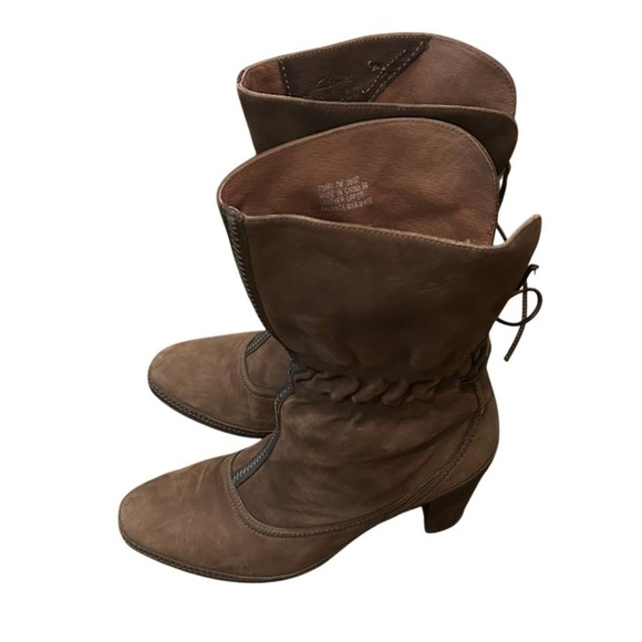 Clarks Artisan Collection Shoes - Clarks Artisan Boots Women 7M Brown Excellent Leather Lace Up Corset Block Heel